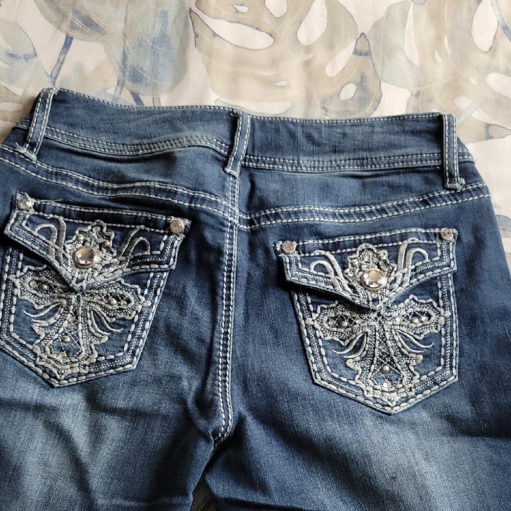 Apt. 9 Women's Flare Jeans in Blue with Embellished Pockets